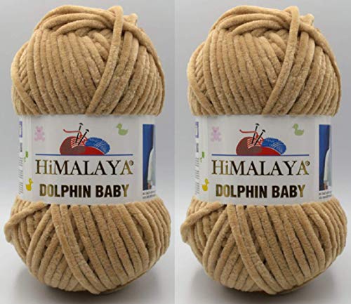 Himalaya Dolphin Babygarn, 100 % Mikro-Polyester, 2 Stück, 260 m, 2 x 100 g, super sperrig, 6 Baby-Chenille-Garn (80365) von Himalaya Yarns