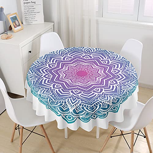 Himlaya Mandala Runde Tischdecke Abwaschbar, Home Tischdecken Wasserdicht Pflegeleicht Abwischbar Schmutzabweisend Tischtuch für Küche Tischdekoration Garten Outdoor (Gradient,Durchmesser 100cm) von Himlaya