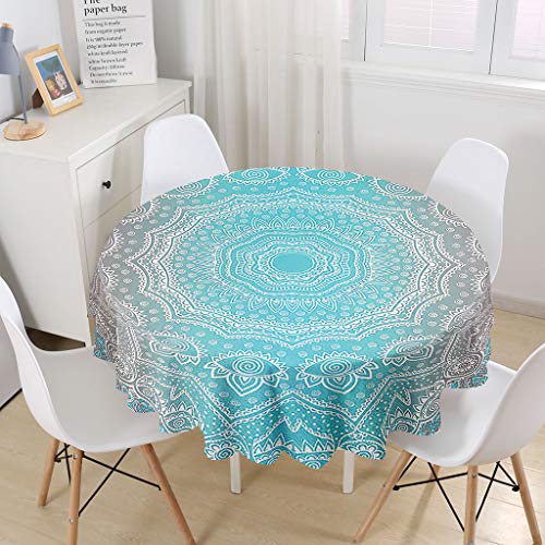 Himlaya Mandala Runde Tischdecke Abwaschbar, Home Tischdecken Wasserdicht Pflegeleicht Abwischbar Schmutzabweisend Tischtuch für Küche Tischdekoration Garten Outdoor (Lake Green,Durchmesser 150cm) von Himlaya