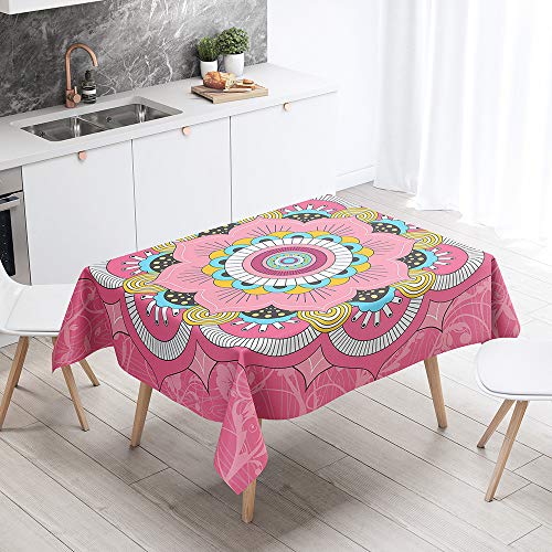 Himlaya Tischdecke 3D Abwaschbar, Rechteckig Wachstuchtischdecke, Pflegeleicht Fleckschutz Ölfest Abwaschbar Outdoor Garten Deko (Pinke Blumen,90x90) von Himlaya