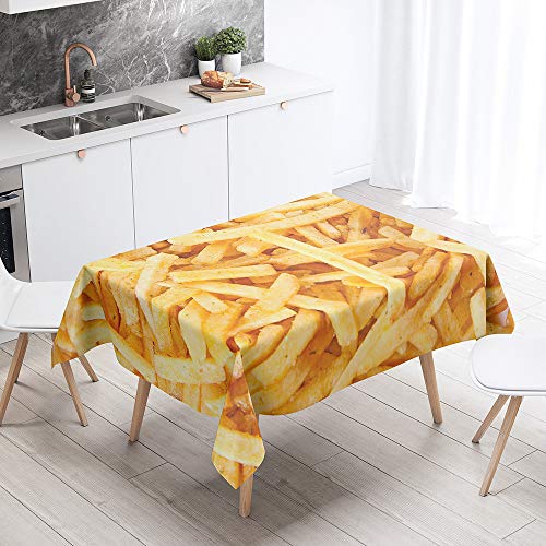 Himlaya Tischdecke 3D Abwaschbar, Rechteckig Wachstuchtischdecke, Pflegeleicht Fleckschutz Ölfest Abwaschbar Outdoor Garten Deko (Pommes frittes,140x180) von Himlaya