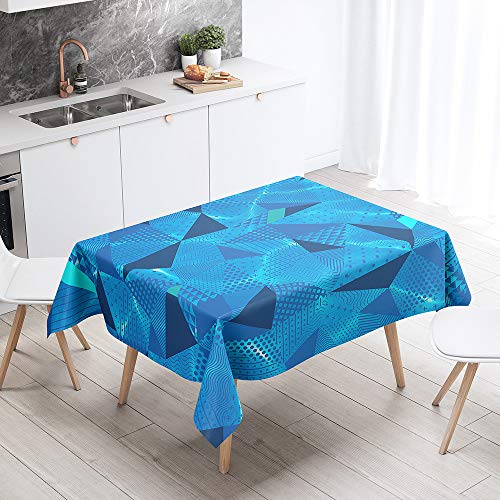 Himlaya Tischdecke 3D Geometrie Drucken Abwaschbar, Rechteckig Wachstuchtischdecke, Pflegeleicht Fleckschutz Ölfest Abwaschbar Outdoor Garten Deko (Blau,60x60) von Himlaya