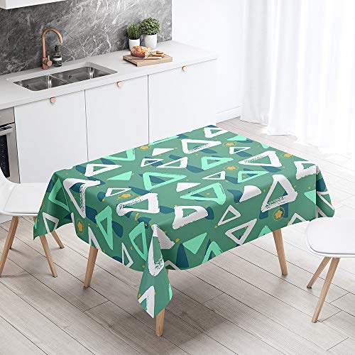 Himlaya Tischdecke 3D Geometrie Drucken Abwaschbar, Rechteckig Wachstuchtischdecke, Pflegeleicht Fleckschutz Ölfest Abwaschbar Outdoor Garten Deko (Grün,140x240) von Himlaya