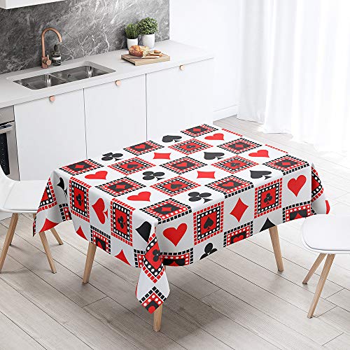 Himlaya Tischdecke 3D Poker Drucken Abwaschbar, Rechteckig Wachstuchtischdecke, Pflegeleicht Fleckschutz Ölfest Abwaschbar Outdoor Garten Deko (Rotes Plaid,100x140) von Himlaya