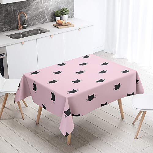 Himlaya Tischdecke 3D Süße Katze Drucken Abwaschbar, Rechteckig Wachstuchtischdecke, Pflegeleicht Fleckschutz Ölfest Abwaschbar Outdoor Garten Deko (Rosa,90x90) von Himlaya