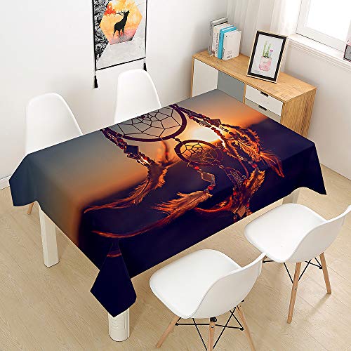 Himlaya Tischdecke 3D Traumfänger Drucken Abwaschbar, Rechteckig Wachstuchtischdecke, Pflegeleicht Fleckschutz Ölfest Abwaschbar Outdoor Garten Deko (Sonnenlicht,140x220) von Himlaya