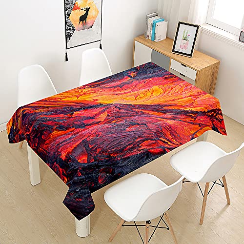 Himlaya Tischdecke Abwaschbar Wasserdicht, 3D Naturkatastrophe Drucken Tischtuch Rechteckig Wachstuchtischdecke, Tischdecken Pflegeleicht Fleckschutz Outdoor Küche Garten Deko (Lava,140x160) von Himlaya