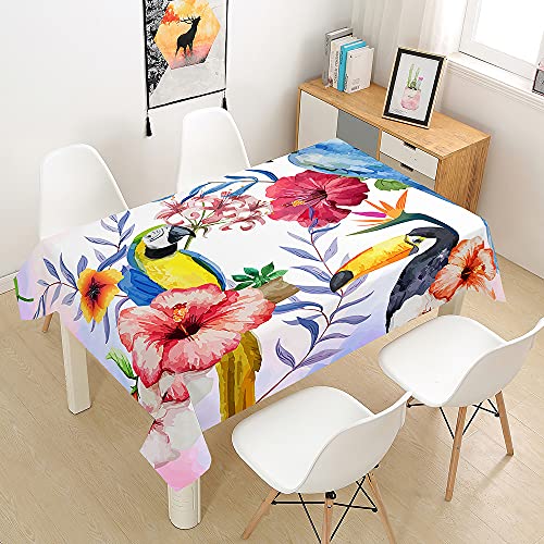 Himlaya Tischdecke Abwaschbar Wasserdicht, 3D Papagei Drucken Tischtuch Rechteckig Wachstuchtischdecke Tischdecken Pflegeleicht Fleckschutz Outdoor Küche Garten Deko (Hibiskus Blumen,140x240) von Himlaya