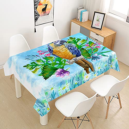 Himlaya Tischdecke Abwaschbar Wasserdicht, 3D Papagei Drucken Tischtuch Rechteckig Wachstuchtischdecke Tischdecken Pflegeleicht Fleckschutz Outdoor Küche Garten Deko (Sommer,140x180) von Himlaya