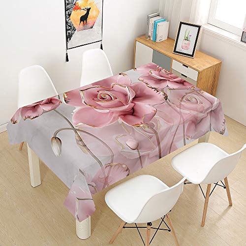 Himlaya Tischdecke Abwaschbar Wasserdicht, 3D Rose Drucken Tischtuch Rechteckig Wachstuchtischdecke, Tischdecken Pflegeleicht Fleckschutz Outdoor Küche Garten Deko (Golden,90x90) von Himlaya