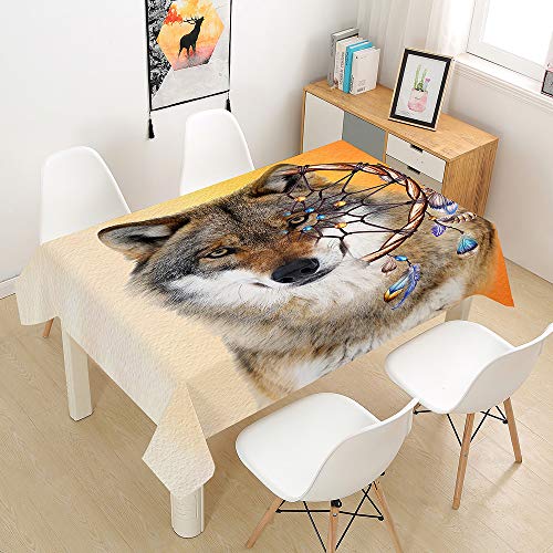 Himlaya Tischdecke Abwaschbar Wasserdicht, 3D Wolf Drucken Tischtuch Rechteckig Wachstuchtischdecke, Tischdecken Pflegeleicht Fleckschutz Outdoor Küche Garten Deko (Traumfänger,140x140) von Himlaya