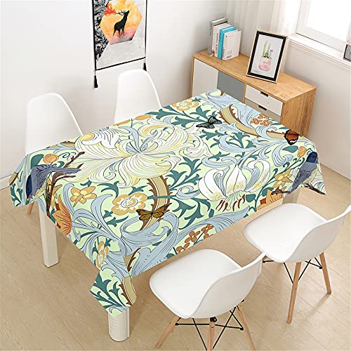 Himlaya Tischdecke Abwaschbar Wasserdicht, Tischtuch Rechteckig Wachstuchtischdecke 3D Blumen Druck, Tischdecken Pflegeleicht Fleckschutz Outdoor Küche Garten (Schmetterlings Blumen,100x140cm) von Himlaya