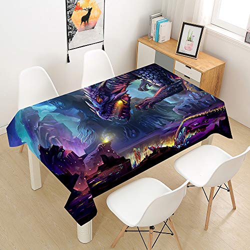 Himlaya Tischdecke Abwaschbar Wasserdicht, Tischtuch Rechteckig Wachstuchtischdecke 3D Drache Drucken, Tischdecken Pflegeleicht Fleckschutz Outdoor Küche Garten Deko (Lila,140x260) von Himlaya