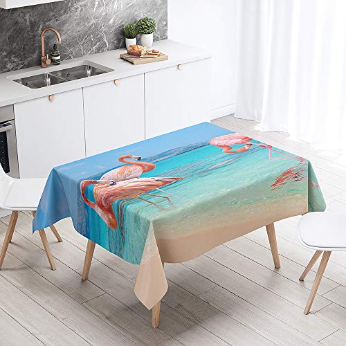 Himlaya Tischdecke Abwaschbar Wasserdicht, Tischtuch Rechteckig Wachstuchtischdecke 3D Flamingo Drucken, Tischdecken Pflegeleicht Fleckschutz Outdoor Küche Garten Deko (Meer,60x60) von Himlaya