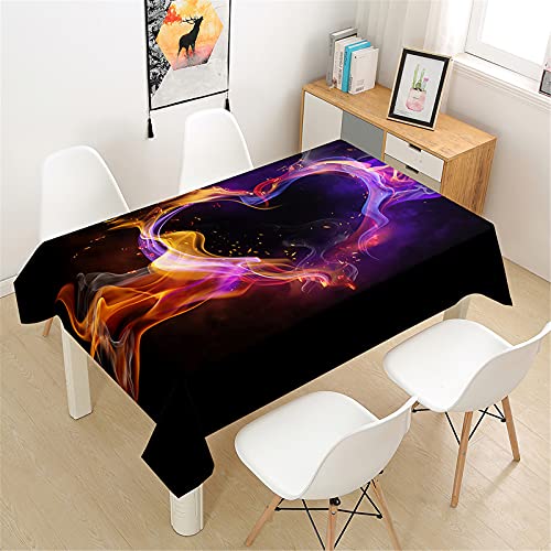 Himlaya Tischdecke Abwaschbar Wasserdicht, Tischtuch Rechteckig Wachstuchtischdecke 3D Flammen Drucken, Tischdecken Pflegeleicht Fleckschutz Outdoor Küche Garten (100x140cm,Lila Liebe) von Himlaya