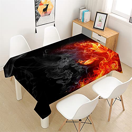 Himlaya Tischdecke Abwaschbar Wasserdicht, Tischtuch Rechteckig Wachstuchtischdecke 3D Flammen Drucken, Tischdecken Pflegeleicht Fleckschutz Outdoor Küche Garten (60x60cm,Flamme Blumen) von Himlaya