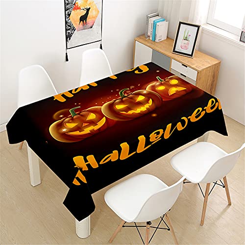 Himlaya Tischdecke Abwaschbar Wasserdicht, Tischtuch Rechteckig Wachstuchtischdecke 3D Halloween Drucken, Tischdecken Pflegeleicht Fleckschutz Outdoor Küche Garten (Orange Leuchtend,140x220cm) von Himlaya