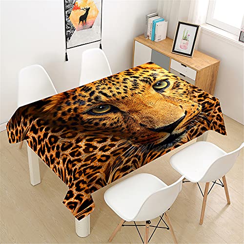 Himlaya Tischdecke Abwaschbar Wasserdicht, Tischtuch Rechteckig Wachstuchtischdecke 3D Leoparden Druck Tischdecken Pflegeleicht Fleckschutz Outdoor Küche Garten (Brauner Leopard,100x140cm) von Himlaya