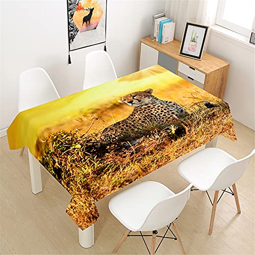 Himlaya Tischdecke Abwaschbar Wasserdicht, Tischtuch Rechteckig Wachstuchtischdecke 3D Leoparden Druck Tischdecken Pflegeleicht Fleckschutz Outdoor Küche Garten (Sonnenlicht,100x140cm) von Himlaya