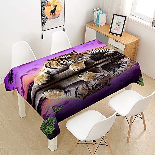 Himlaya Tischdecke Abwaschbar Wasserdicht, Tischtuch Rechteckig Wachstuchtischdecke 3D Tiger Drucken, Tischdecken Pflegeleicht Fleckschutz Outdoor Küche Garten Deko (Lila,60x60) von Himlaya