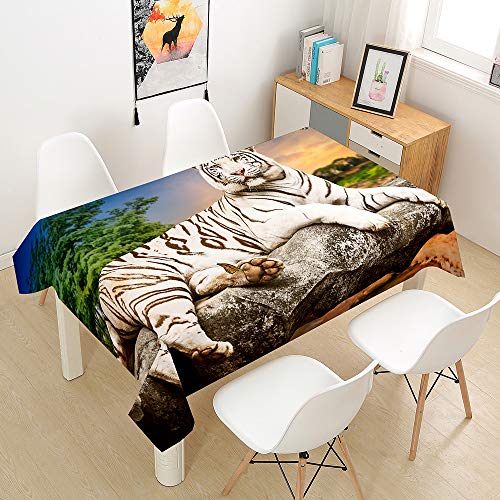 Himlaya Tischdecke Abwaschbar Wasserdicht, Tischtuch Rechteckig Wachstuchtischdecke 3D Tiger Drucken, Tischdecken Pflegeleicht Fleckschutz Outdoor Küche Garten Deko (Stein,100x140) von Himlaya