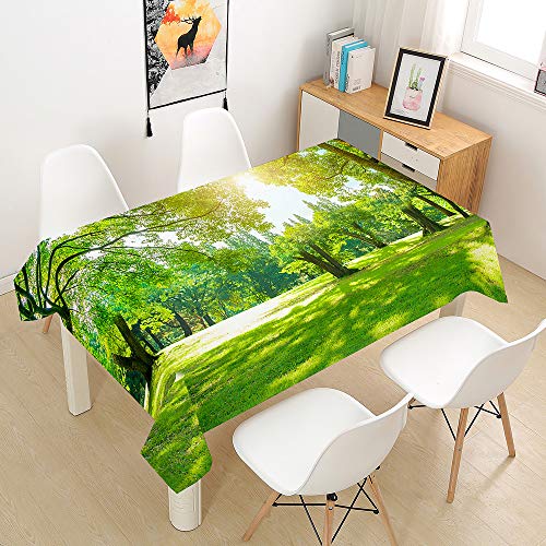 Himlaya Tischdecke Abwaschbar Wasserdicht, Tischtuch Rechteckig Wachstuchtischdecke 3D Wald Drucken, Tischdecken Pflegeleicht Fleckschutz Outdoor Küche Garten Deko (Sonnenlicht,100x140) von Himlaya