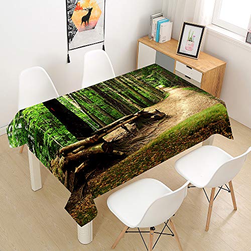 Himlaya Tischdecke Abwaschbar Wasserdicht, Tischtuch Rechteckig Wachstuchtischdecke 3D Wald Drucken, Tischdecken Pflegeleicht Fleckschutz Outdoor Küche Garten Deko (Wald,140x160) von Himlaya