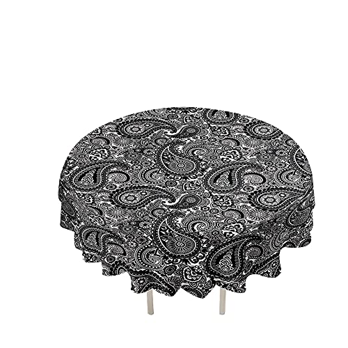 Himlaya Tischdecke Rund, Exotischer Stil 3D Drucken Tischdecken Wasserdicht Abwischbar Abwaschbar Tischtuch für Küche Garten Outdoor - Verschiedene Größen (Paisley-Stil,Durchmesser 200cm) von Himlaya