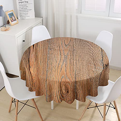 Himlaya Tischdecke Rund Abwaschbar, 3D Baum Holz Muster Tischdecken Runden Wasserdicht Lotuseffekt Abwischbar Tischtuch für Küche Heimdekoration Garten (Hellbraun,150cm) von Himlaya