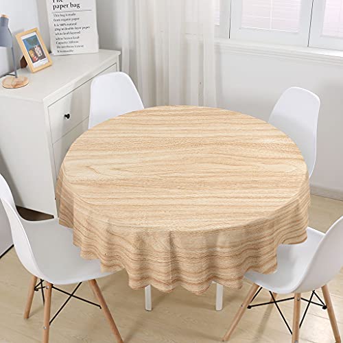 Himlaya Tischdecke Rund Abwaschbar, 3D Baum Holz Muster Tischdecken Runden Wasserdicht Lotuseffekt Abwischbar Tischtuch für Küche Heimdekoration Garten (Khaki,120cm) von Himlaya