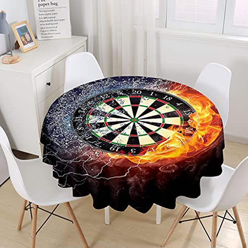 Himlaya Tischdecke Rund Abwaschbar, 3D Muster Tischdecken Runden Wasserdicht Lotuseffekt Abwischbar Tischtuch für Küche Heimdekoration Garten (Darts,Durchmesser 100cm) von Himlaya