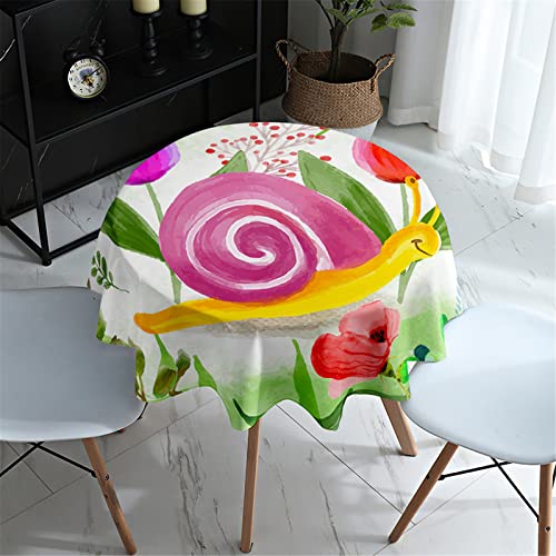 Himlaya Tischdecken Rund, 3D Schnecke Drucken Tischdecke Wasserdicht Abwaschbar Tischtuch für Küche Garten Outdoor, Pflegeleicht, Verschiedene Größen (Rote Blumen,Durchmesser 90cm) von Himlaya