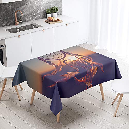 Himlaya Traumfänger Tischdecke 3D Abwaschbar, Rechteckig Wachstuchtischdecke, Pflegeleicht Fleckschutz Ölfest Abwaschbar Outdoor Garten Deko (Sonnenuntergang,100x140) von Himlaya