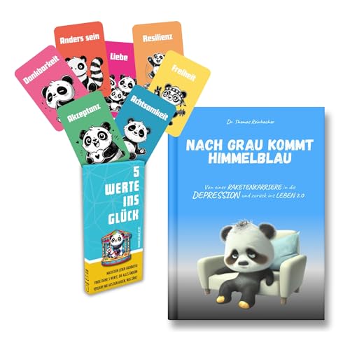 Himmelblau Mut-Mach Geschenk bei Depression und Burnout für Betroffene und Angehörige, Buch »Nach Grau kommt Karten »5 Werte ins Glück«, Achtsamkeit Geschenk, Therapie Tools von Himmelblau