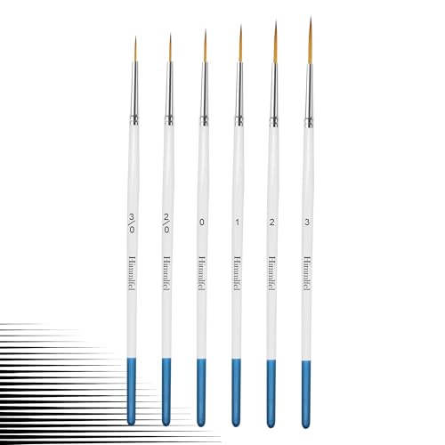 Himmlfel Rigger Brush Set, 6 Stück Rigger Pinsel zum Malen von feinen Langen Linien, dünnen Linien, Grashalmen, Haaren und mehr. Pinsel für Acryl-, Aquarell-, Öl- und Gouache-Malerei von Himmlfel