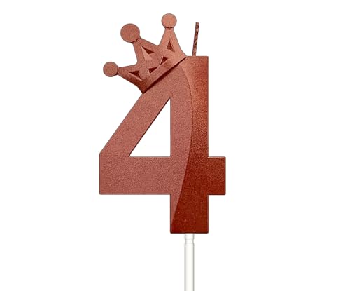 Himomys Geburtstagskerze Zahl 4 für Kuchen - Perfektes Kronen-Design Cake Topper für Vierjährige und Jubiläen (Rot, Nr. 4) von Himomys