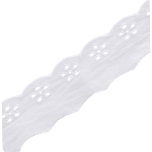 Spitzenbesatz zum Nähen 14,6 Yards Baumwollspitzenbesatz gebleichter weißer Ösenspitzenbesatz gewellter Rand florale Stickerei Spitzenbesatz zum Nähen Stickereien für Kleider von Hintyne