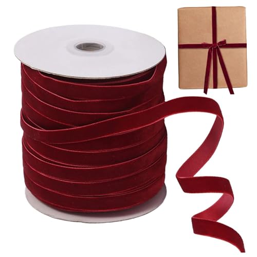 Weinrotes Samtband 20 Yardx0,4 Zoll rotes Samtband einseitiges rotes Samtband DIY-Band für Geschenkverpackungen Blumensträuße Haarschleifen rotes Samtband von Hintyne