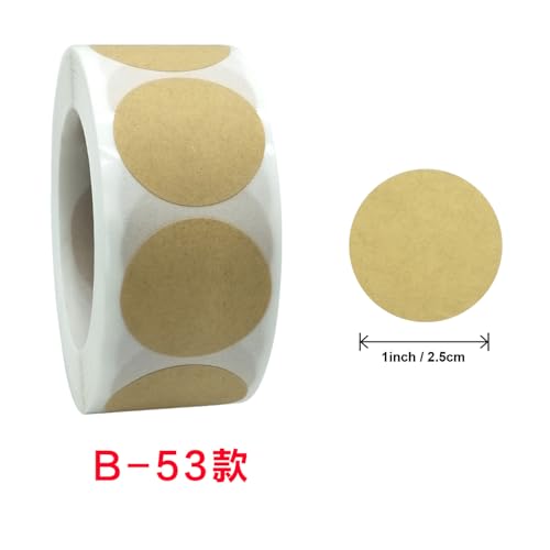 1000 Stück 25mm Kraftpapier Aufkleber Sticker, Papieraufkleber Etiketten Rund Klebeetiketten Zum Beschriften Geeignet für Grußkarten Geschenke Basteln Marmeladen (2 Rolle) von Hioip