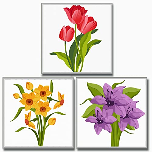 Hiolife Malen-nach-Zahlen-Set für Kinder und Anfänger, Malset für Mädchen und Jungen, DIY-Acryl-Ölgemälde auf Leinwand, 20 x 20 cm, 3er-Pack – mit Rahmen von Hiolife