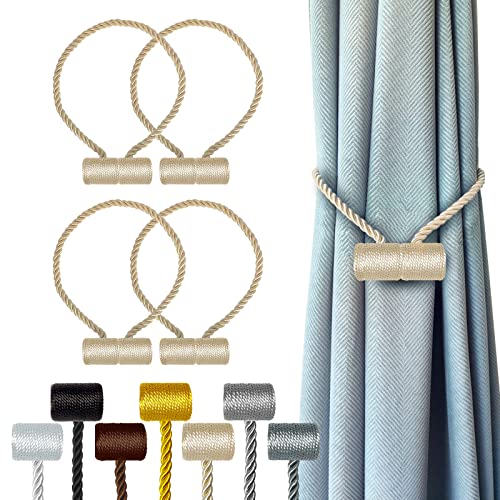 Hion Magnetische Vorhang-Raffhalter, Beige, 4 Stück, Vorhang-Raffhalter, Schnallen, Halter, Haken, Clip für Zuhause, Schlafzimmer, Büro Hion Magnetische Vorhang-Raffhalter, Beige, 4 Stück, Vorhang-Raffhalter, Schnallen, Halter, Haken, Clip für Zuhause, Schlafzimmer, Büro von Hion