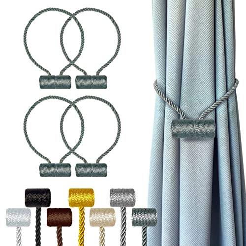 Hion Magnetische Vorhang-Raffhalter, grau-blau, 4 Stück, Vorhang-Raffhalter, Schnallen, Halter, Haken, Clip für Zuhause, Schlafzimmer, Büro Hion Magnetische Vorhang-Raffhalter, grau-blau, 4 Stück, Vorhang-Raffhalter, Schnallen, Halter, Haken, Clip für Zuhause, Schlafzimmer, Büro von Hion