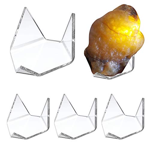 Hipiwe 5 Packungen Acryl Triangle Display Holder - Display Staffelei Ständer für Geoden Rock Mineral Achat Fossil Coral, Clear Plastic Display Ständer for Small Collectibles, Big von Hipiwe