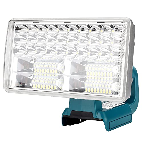 Hipoke 18V Akku LED Arbeitsleuchte,tragbare Außen Weit und Langstrecken Arbeitsleuchte mit USB-Ladeanschluss,8 Zoll 3300lm Taschenlampe,kompatibel mit MaKita 14,4V,18V,20V Lithiumbatterie BL1860B von Hipoke