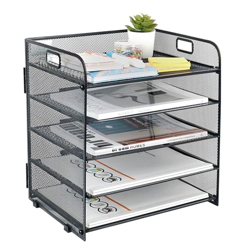 Schreibtisch-Organizer, stapelbare Büroablagen, Büro-Ordner, Bürozubehör, Dokumentenordner, Büromaterial, Metallnetz. von Hippotense