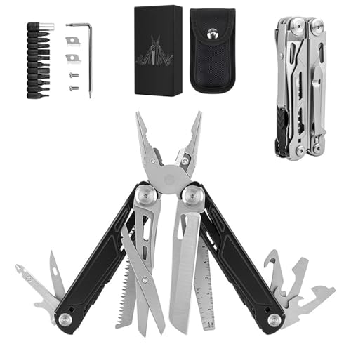 Hipre Multitool, 27-in-1-Multitool-Zange aus Edelstahl mit Selbstarretierung, Taschenmesser, Nylonscheide, professionelles (EDC) Multitool für Survival, Camping und Jagd, Wandern, einfache Reparatur von Hipre