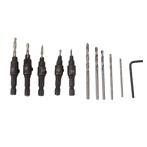 Countersink -Bohrbits Set, HRC 62‑64 Stahl, Selbstreinigungsrillen für Großartige Counterunk -Löcher, Bankbohrer Handbohrer Elektrische Bohrer, Holz Plastik PVC von Hiraith