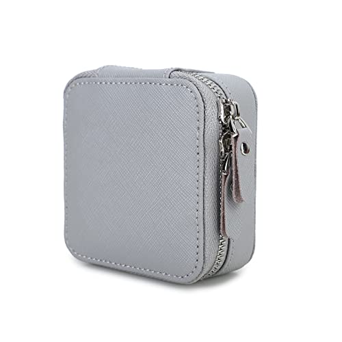 Hiram Schmuckschatulle Organizer Fall Saffiano Leder Aufbewahrungsbox für Ohrringe Ringe Halskette Armbänder Kleine Reise Schmuckschatulle für Frauen Mädchen Schmuck Geschenk (Grau) von Hiram