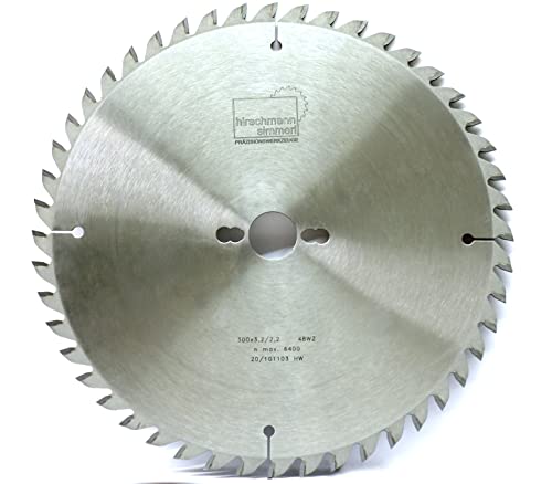 Hirschmann Simmerl - Hartmetallkreissägeblatt Ø300 x 3,2/2,2 x 30 mit 48 Zähnen WZ - Wechselzahn mit Anti-Schall Technologie zum Sägen von Massivholz, Textil- und Papierschichtstoffen von Hirschmann Simmerl GmbH