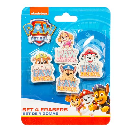 4er-Pack Radierer * PAW PATROL * in Geschenkverpackung | je Radiergummi ca. 3x4cm, für Schule und Kindergarten | Mitgebsel Kinder Kindergeburtstag von Hisab/Joker